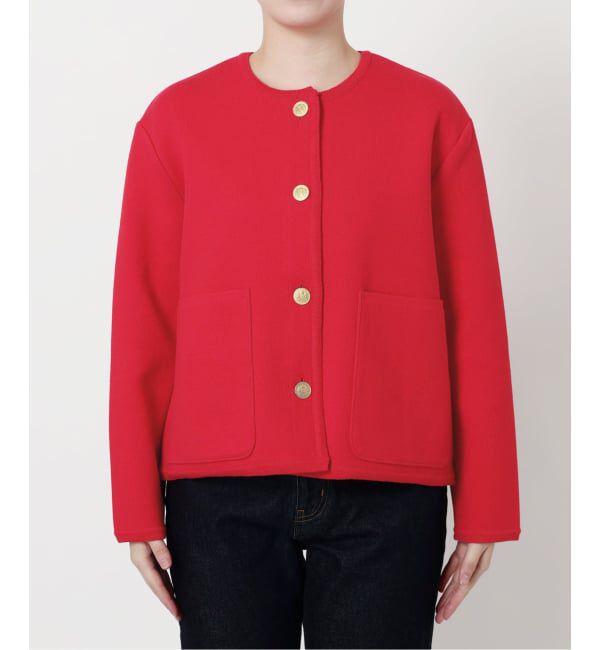 SLOBE IENA「《一部WEB・店舗限定カラーあり》ダブルフェイスニットジャケット」|カーディガン|