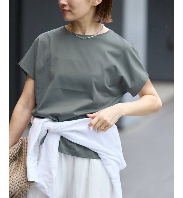 IENA「ATON/エイトン SUVIN 60/2 CAP SLEEVE Tシャツ」|Tシャツ・カットソー|グレー