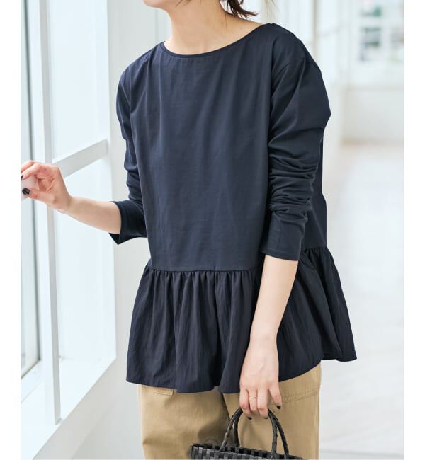 Spick and Span「ドッキングペプラムカットソー」|Tシャツ・カットソー|ネイビー