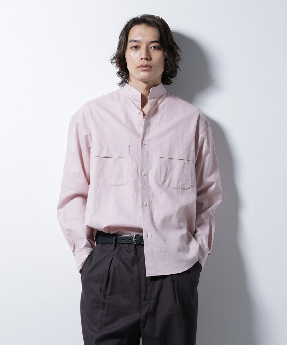 nano･universe「「BELGIUM LINEN FABRICS」リネンコットンスタンドカラーシャツ」|シャツ・ブラウス|