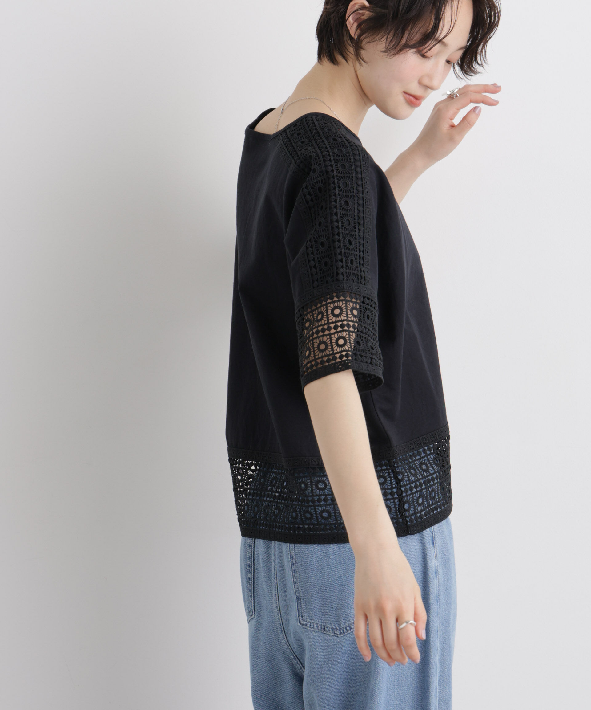 nano･universe「レースコンビドルマンカットトップス」|Tシャツ・カットソー|