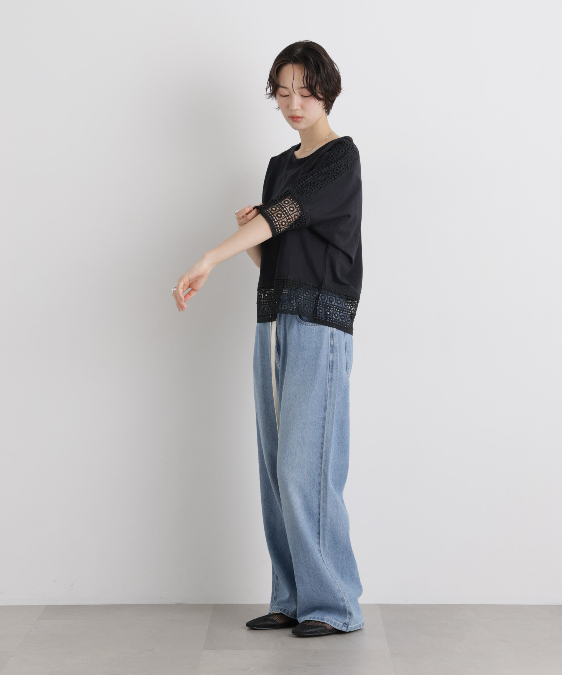 nano･universe「レースコンビドルマンカットトップス」|Tシャツ・カットソー|