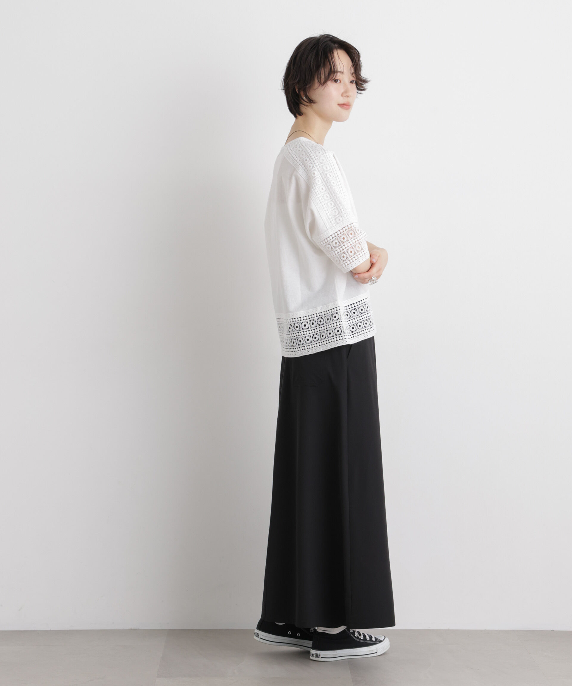 nano･universe「レースコンビドルマンカットトップス」|Tシャツ・カットソー|