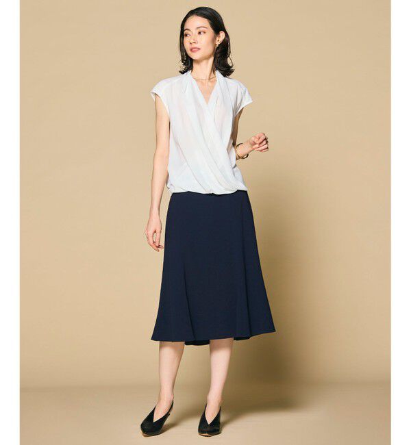 BEIGE,「【L-size】OLIVE / カシュクールフレンチスリーブブラウス」|シャツ・ブラウス|