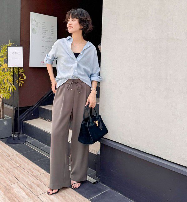 NOLLEY'S sophi「《セットアップ対応》ウォッシャブルダブルクロスサテンイージーワイドパンツ」|その他|