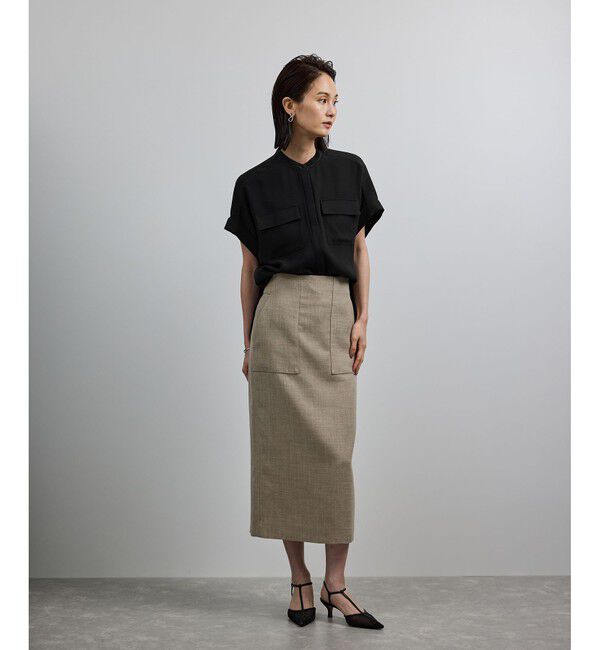 ROPE「【洗える・カセット服】バックサテンフラップブラウス/お仕事・通勤・セットアップ対応【ドラマ着用】」|シャツ・ブラウス|