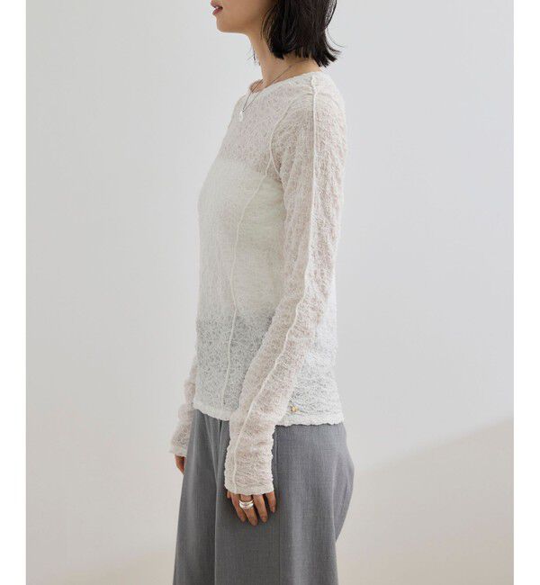 ROPE「【WEB・一部店舗限定】ストレッチシアー＆レースカットソー/洗える」|Tシャツ・カットソー|