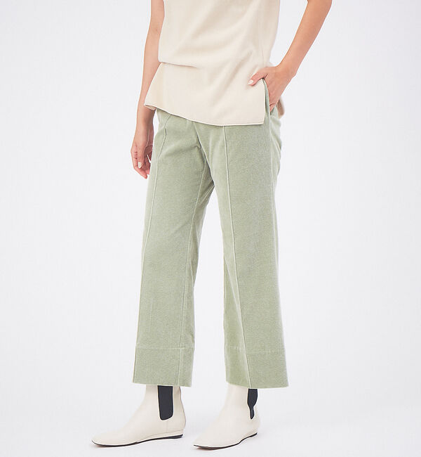 qualite「コーデュロイクロップドパンツ」|その他|モスグリーン
