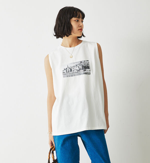 abahouse mavie「フォトノースリ」|Tシャツ・カットソー|ホワイト