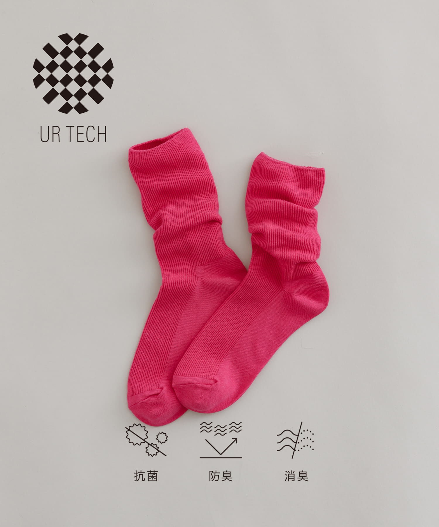 URBAN RESEARCH「『UR TECH』細リブソックス」|ソックス|ピンク