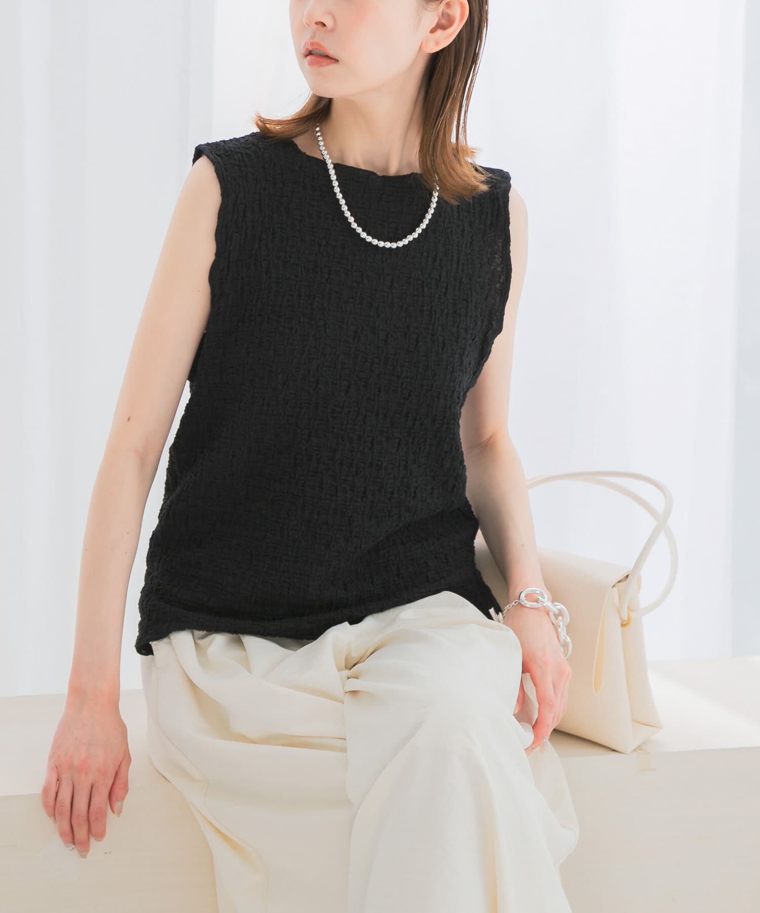 URBAN RESEARCH ROSSO「ランダムリンクルラッセルカットソー」|Tシャツ・カットソー|ブラック