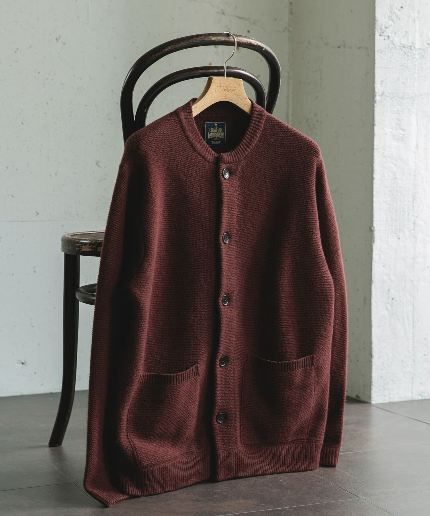 URBAN RESEARCH DOORS「ハミルトンウールガーターカーディガン」|カーディガン|ボルドー