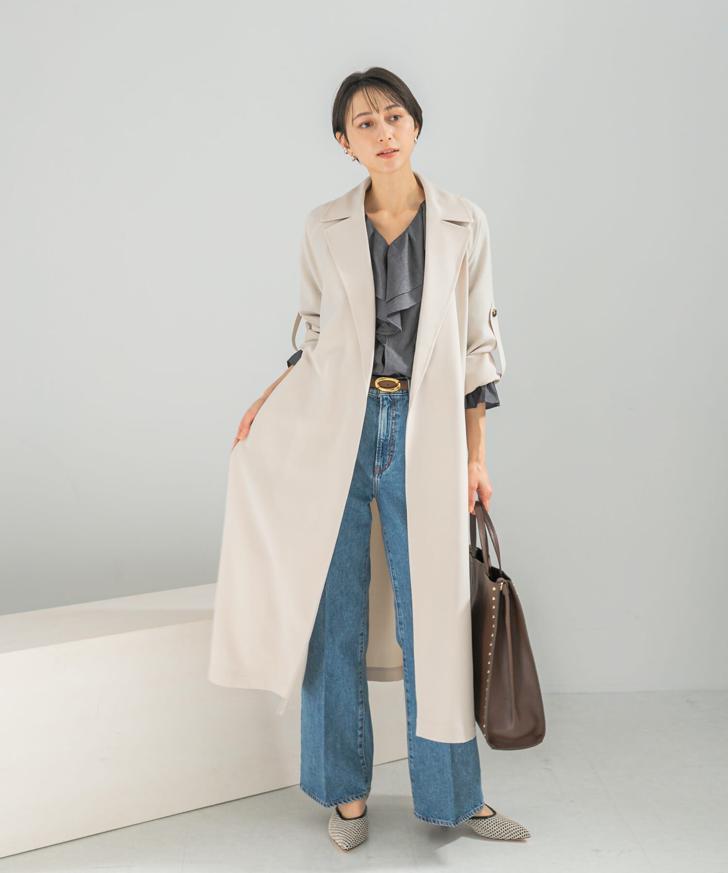 URBAN RESEARCH ROSSO「撥水 ロングガウンコート」|トレンチコート|