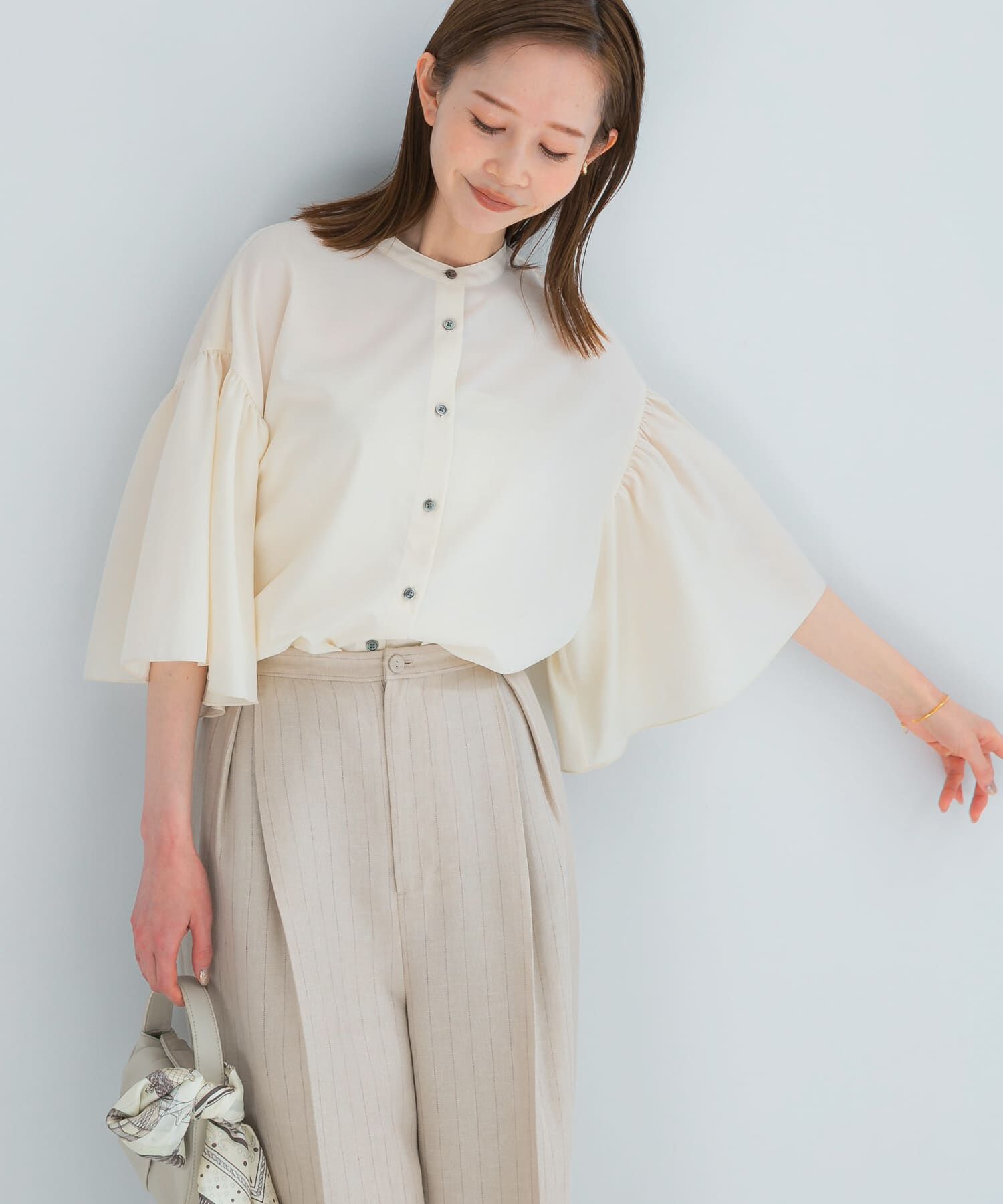 URBAN RESEARCH ROSSO「『一部WEB限定カラー』UVカットウォッシャブルリネン混ブラウス」|シャツ・ブラウス|