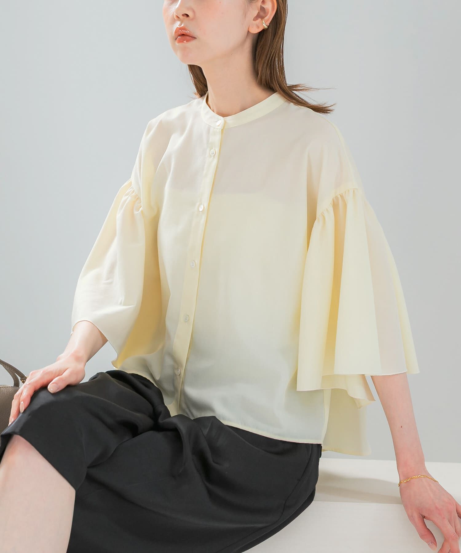 URBAN RESEARCH ROSSO「『一部WEB限定カラー』UVカットウォッシャブルリネン混ブラウス」|シャツ・ブラウス|