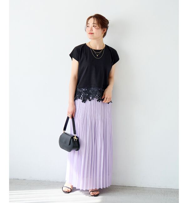  「《WEB限定アイテム》裾レースTシャツ」|Tシャツ・カットソー|