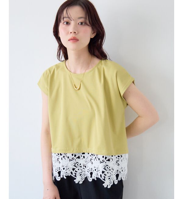  「《WEB限定アイテム》裾レースTシャツ」|Tシャツ・カットソー|