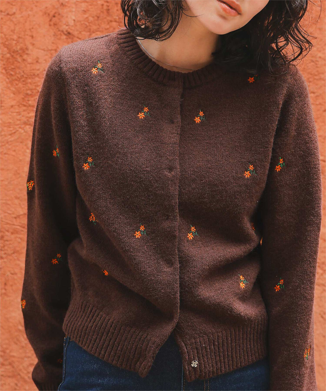 titivate「アルパカタッチフラワー刺繍カーディガン」|ニット・セーター|