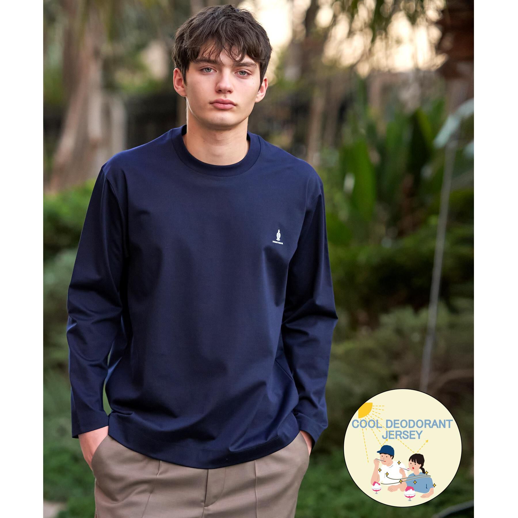 DRESSTERIOR「【接触冷感/UVカット/抗菌防臭/しわ防止】クールデオドラント ロングTシャツ」|Tシャツ・カットソー|ネイビー(094)