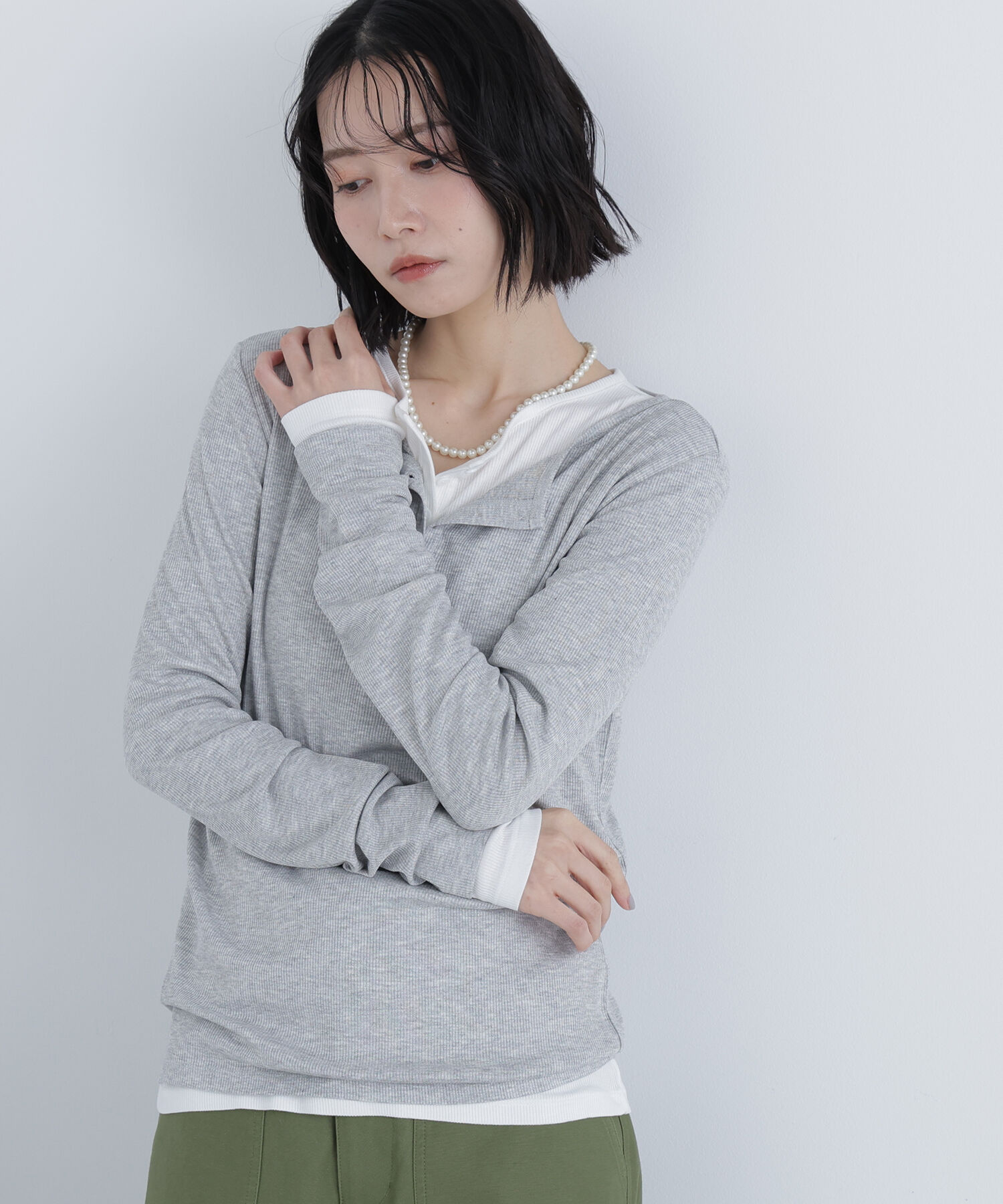  「〈N.〉ヘンリーネックカットソー」|Tシャツ・カットソー|グレー