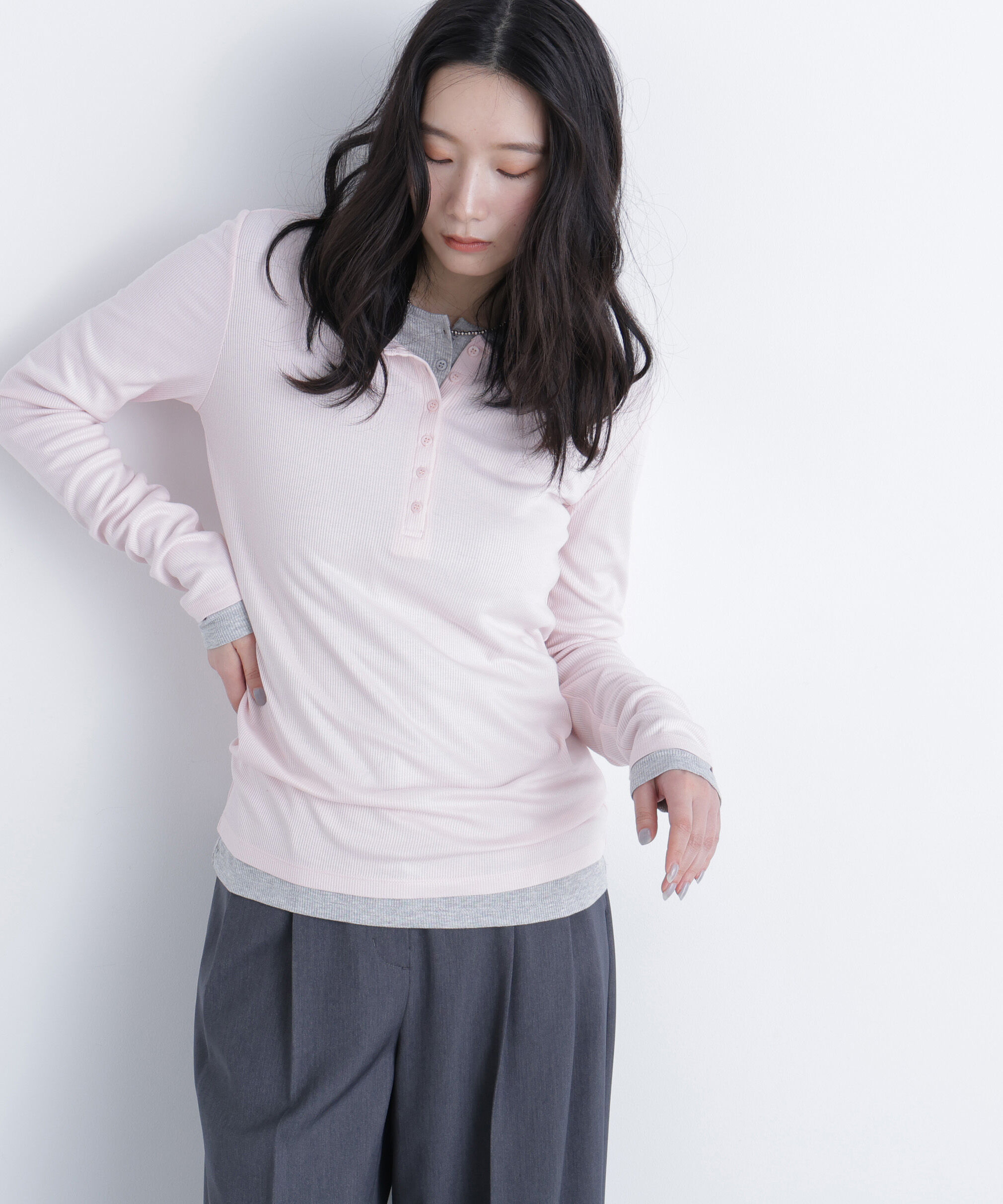  「〈N.〉ヘンリーネックカットソー」|Tシャツ・カットソー|ベビーピンク