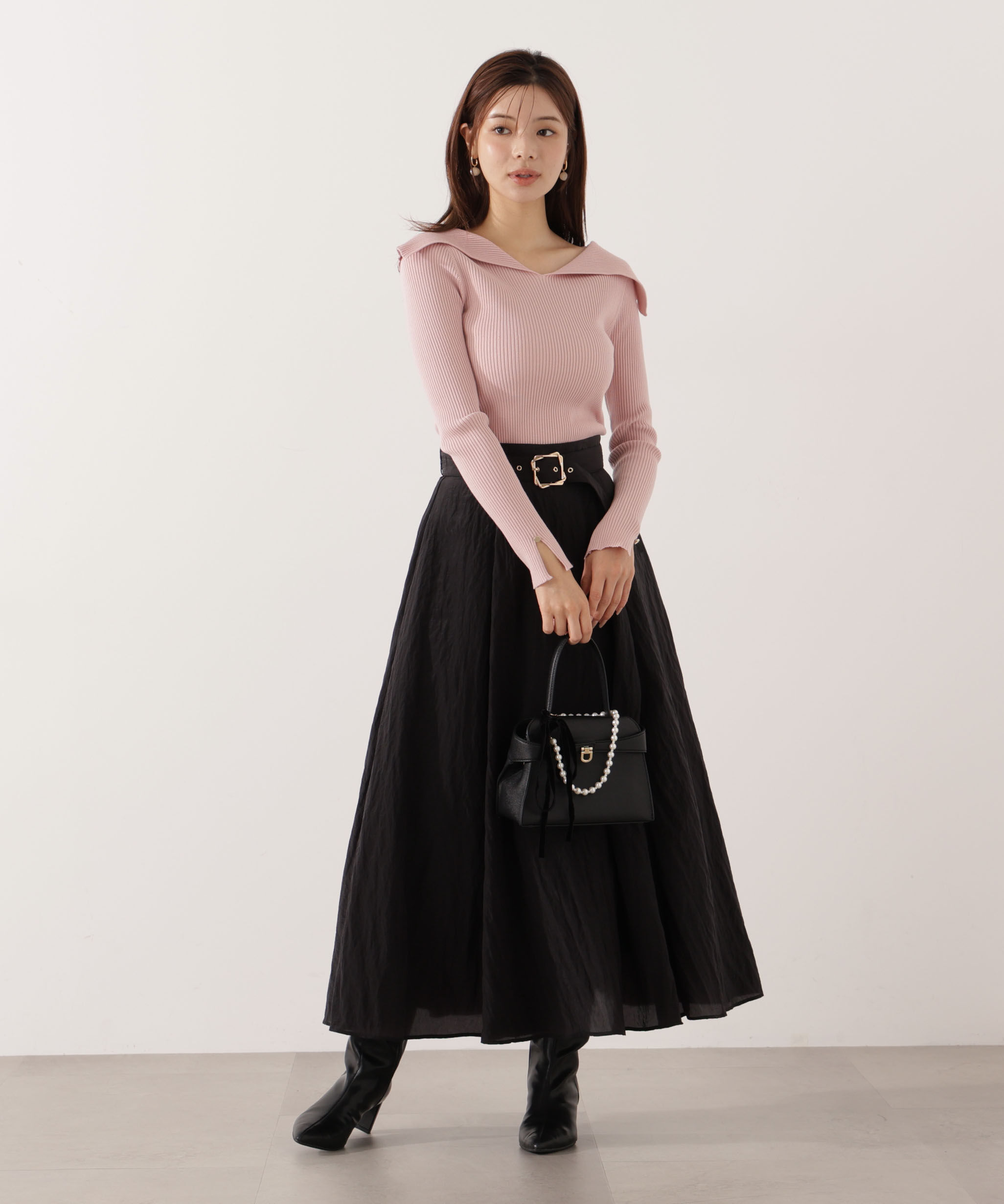 PROPORTION BODY DRESSING「ベルト付きシアーフレアスカート」|スカート|