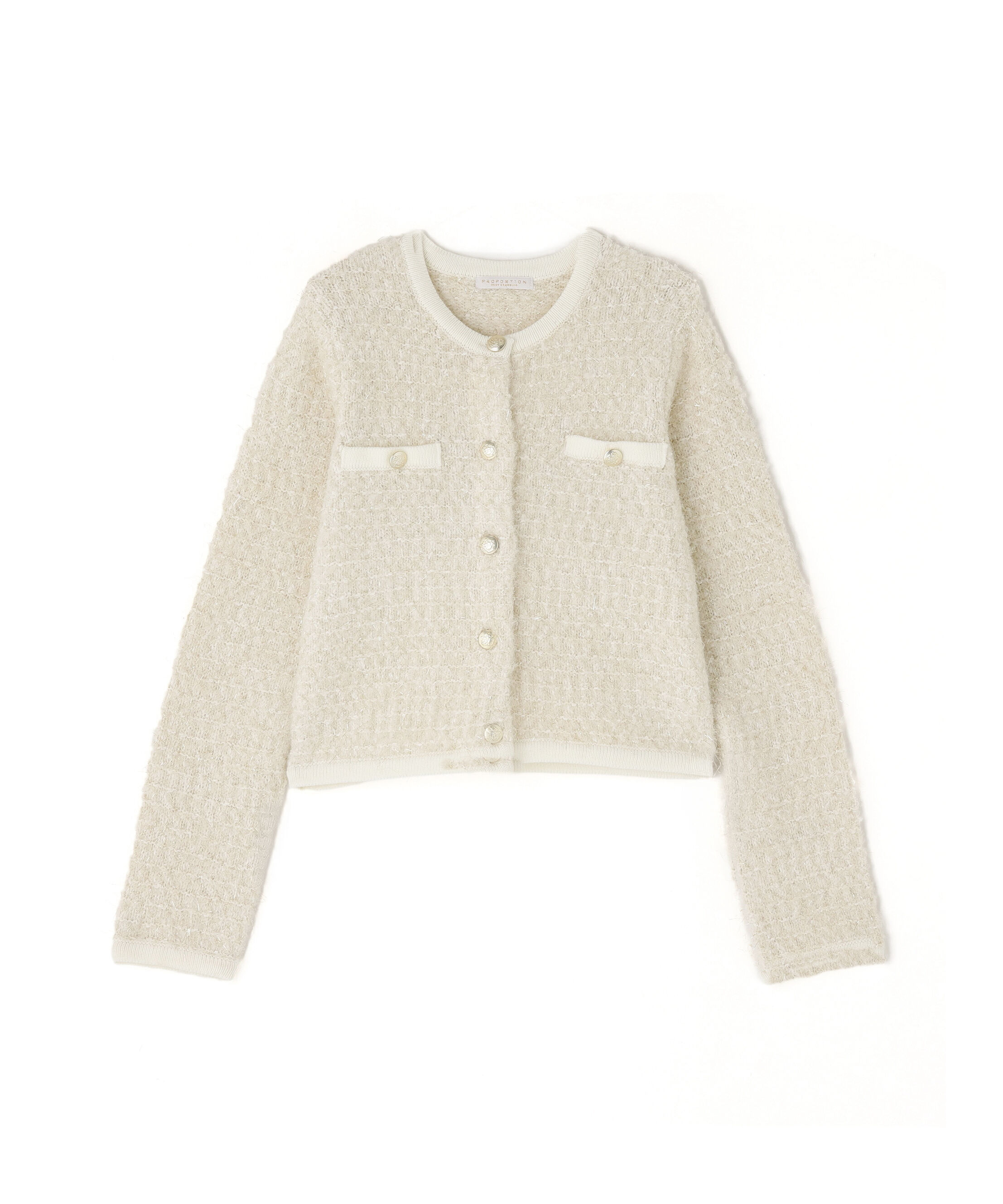 PROPORTION BODY DRESSING「ファンシーツイード風ニットカーディガン 25AW」|カーディガン|