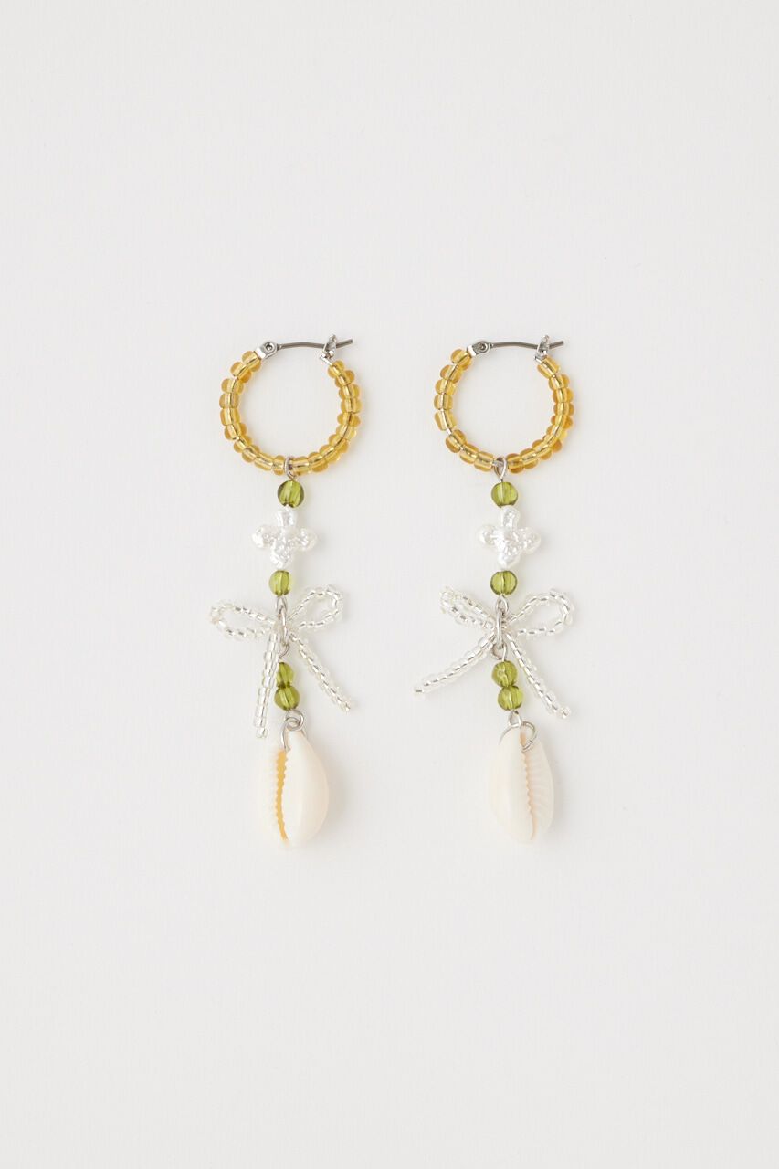 MOUSSY「BEADED SHELL イヤリング」|ピアス|L/GRN1