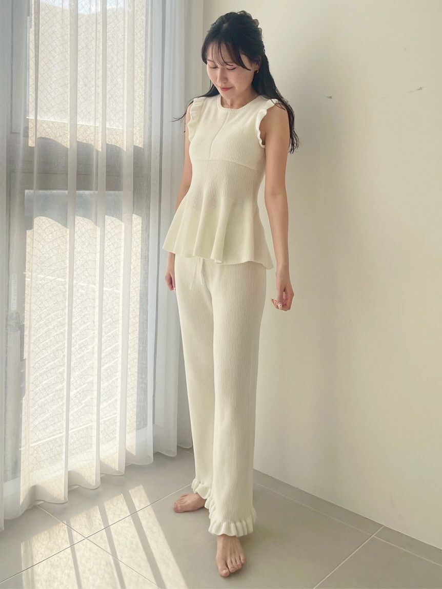 SNIDEL HOME「ニットフリルロングパンツ」|ルームウェア|