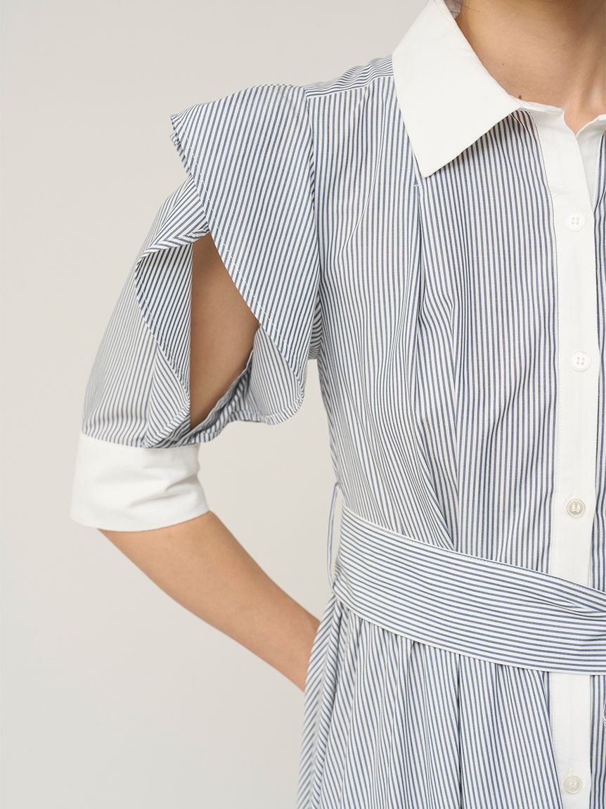SNIDEL「Sustainableフリルデザインシャツワンピース」|ワンピース|