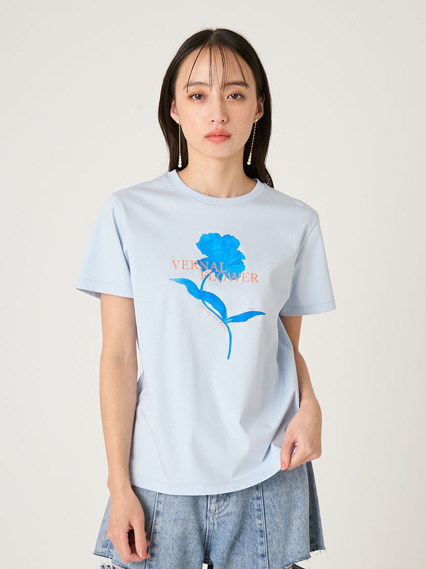 FRAY I.D「コンパクトフラワープリントTシャツ」|Tシャツ・カットソー|