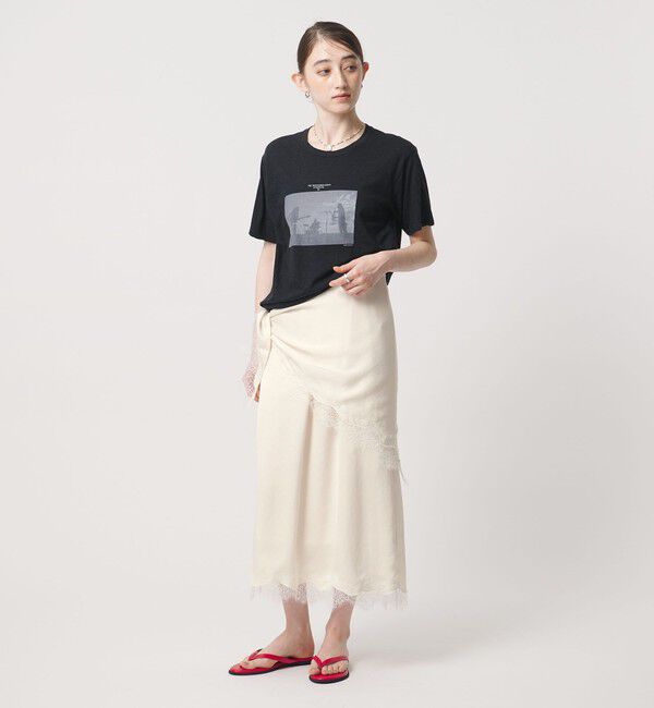 スカーフ付き サテン レース コンビ スカート（UNITED ARROWS