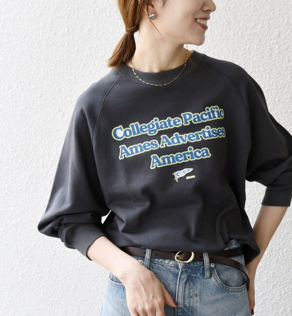 SHIPS any「【SHIPS any別注】Collegiate Pacific: ロゴ プリント ＆ 刺繍 スウェット 25AW」|スウェット・ジャージ|チャコールグレー