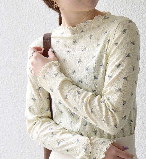 SHIPS any「SHIPS any:〈洗濯機可能〉フラワー アイレット ボトルネック メロウ プルオーバー」|Tシャツ・カットソー|ライトグリーン