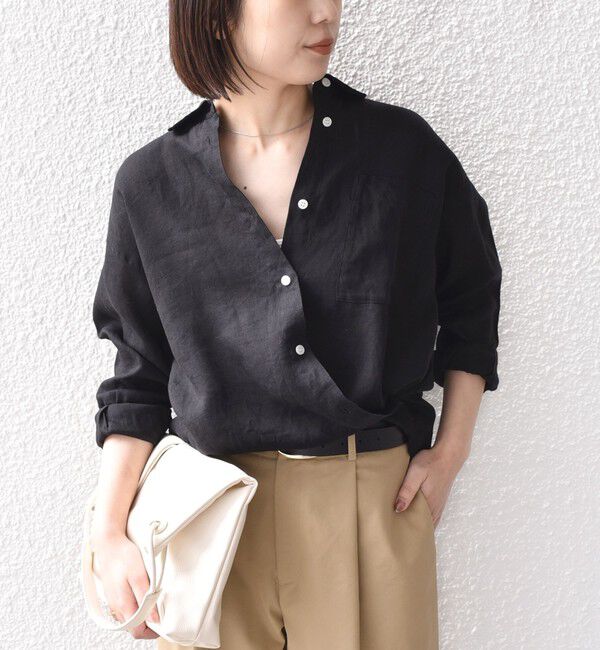 SHIPS Colors 「《追加予約》SHIPS Colors:〈洗濯機可能〉ユーロリネン 2WAY ロングスリーブ シャツ◆」|シャツ・ブラウス|