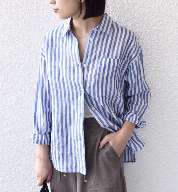 SHIPS Colors 「《追加予約》SHIPS Colors:〈洗濯機可能〉ユーロリネン 2WAY ロングスリーブ シャツ◆」|シャツ・ブラウス|
