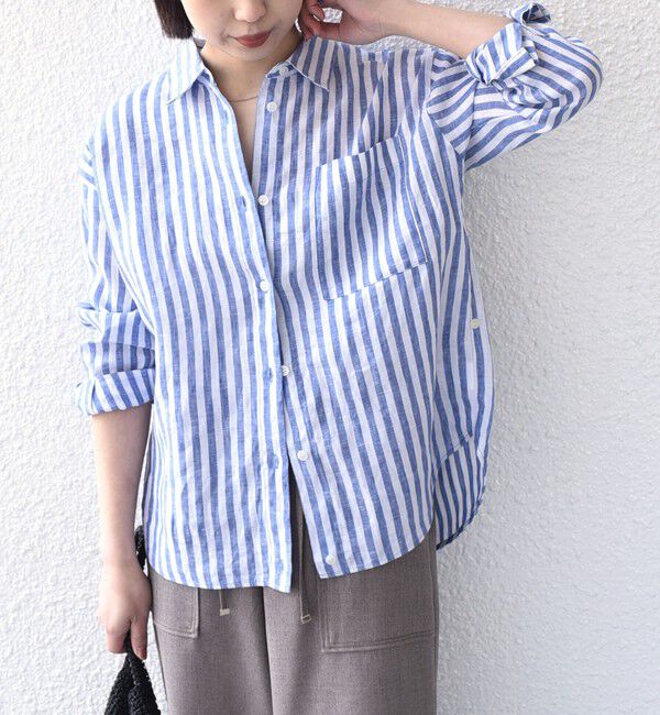 SHIPS Colors 「《追加予約》SHIPS Colors:〈洗濯機可能〉ユーロリネン 2WAY ロングスリーブ シャツ◆」|シャツ・ブラウス|