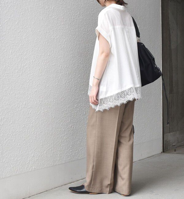 SHIPS Colors 「《予約》SHIPS Colors:〈手洗い可能〉ヘム レース スキッパー ブラウス◆」|シャツ・ブラウス|
