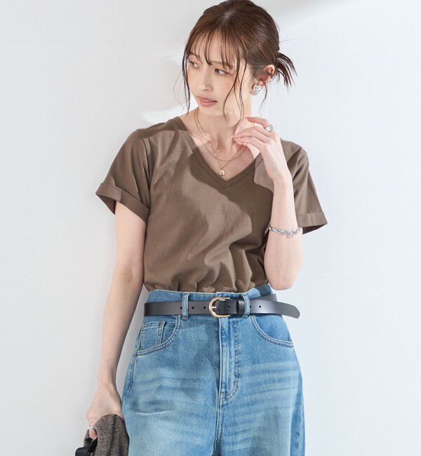 SHIPS Colors 「SHIPS Colors:〈汗染み防止・手洗い可能〉Vネック Tシャツ」|Tシャツ・カットソー|ブラウン