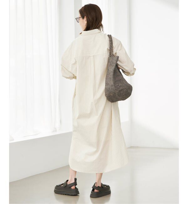 SLOBE IENA「ファインブロードEXロングシャツワンピース」|ワンピース|