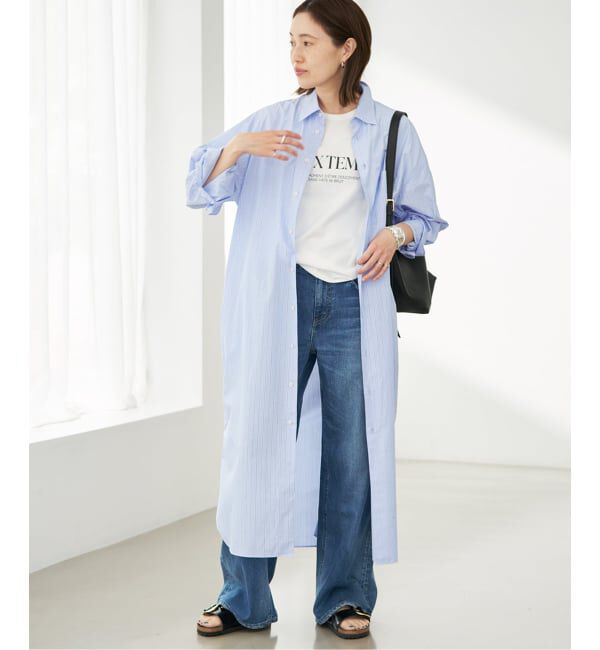 SLOBE IENA「ファインブロードEXロングシャツワンピース」|ワンピース|