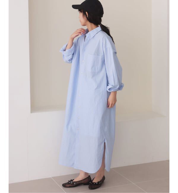 SLOBE IENA「ファインブロードEXロングシャツワンピース」|ワンピース|