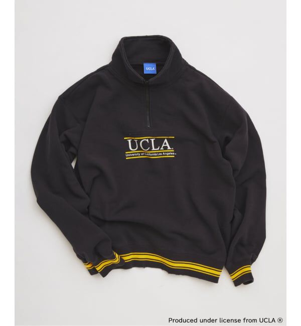 JOURNAL STANDARD relume「UCLA&times;relume ヴィンテージ加工スウェット/ハーフジップ・ヘンリー・クルー」|スウェット・ジャージ|ブラック