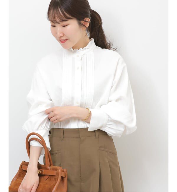 JOURNAL STANDARD relume「《WEB限定追加》フリルネックドビーストライプシャツ」|シャツ・ブラウス|