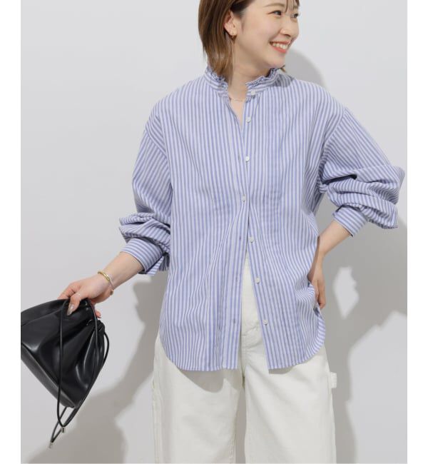 JOURNAL STANDARD relume「《WEB限定追加》フリルネックドビーストライプシャツ」|シャツ・ブラウス|