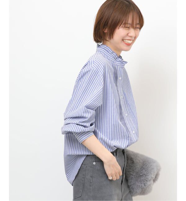 JOURNAL STANDARD relume「《WEB限定追加》フリルネックドビーストライプシャツ」|シャツ・ブラウス|