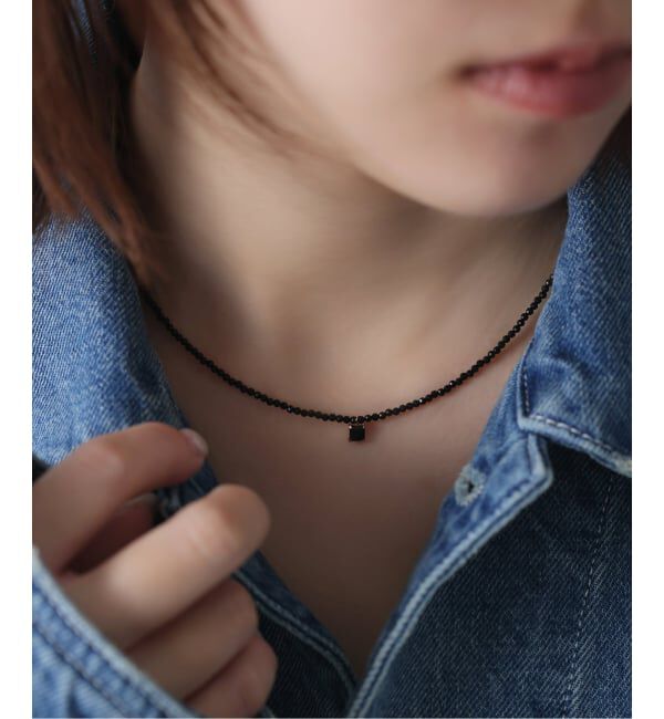 Lilas by Spick&Span「スクエアモチーフオニキスネックレス K10」|ネックレス|