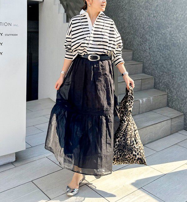 NOLLEY'S sophi「【MARILYN MOON】sheer starched cotton lace tieredスカート」|フレア|