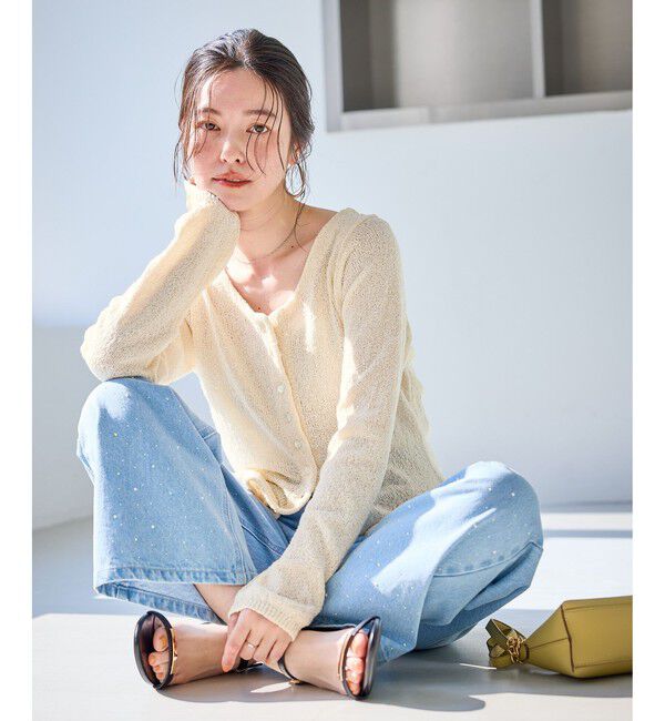 Rope&rsquo;Picnic「【WEB限定】多ボタンミドル丈シアーカーディガン」|カーディガン|