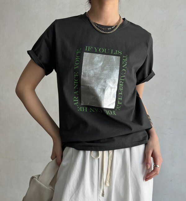  「【WEB限定】シルバープリントTEE」|Tシャツ・カットソー|チャコールグレー